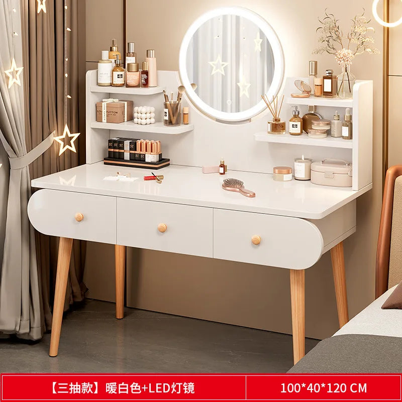 Dressing Table, Bedroom,Simple Modern Small Apartment, Bedside Storage Cabinet,Integrated Makeup Table, Nail Salon Makeup Table