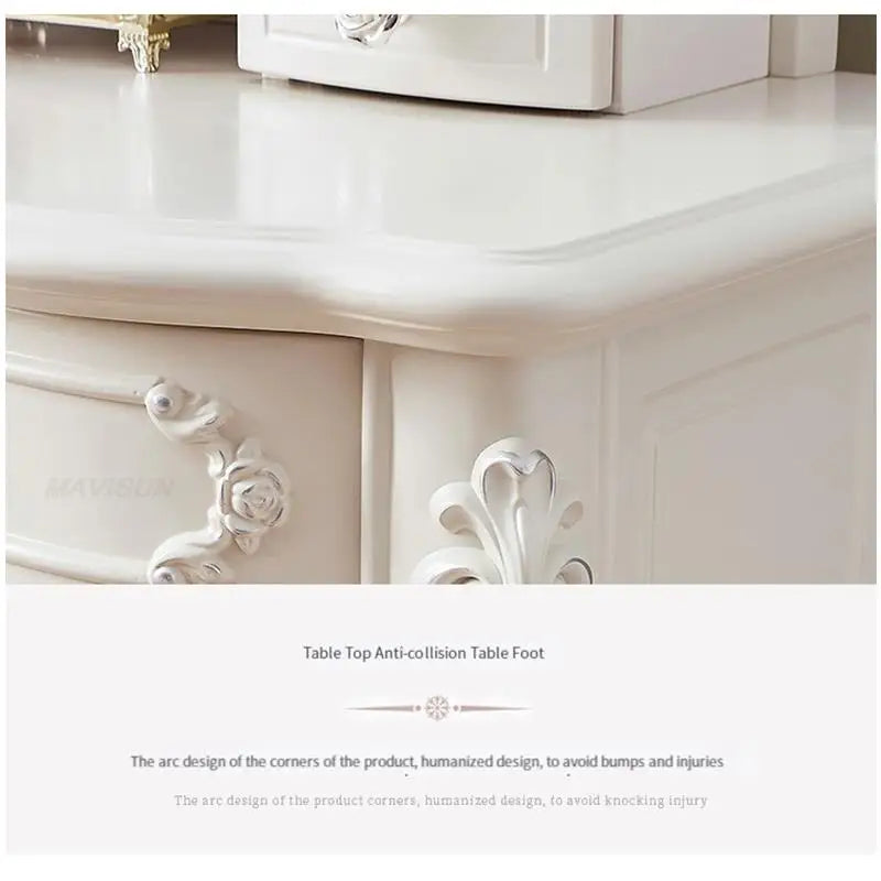 White Dressing Table With Mirror And Stool Chest Of Drawers Makeup Tables European Dressers For Bedroom Furniture Makeup Vanity