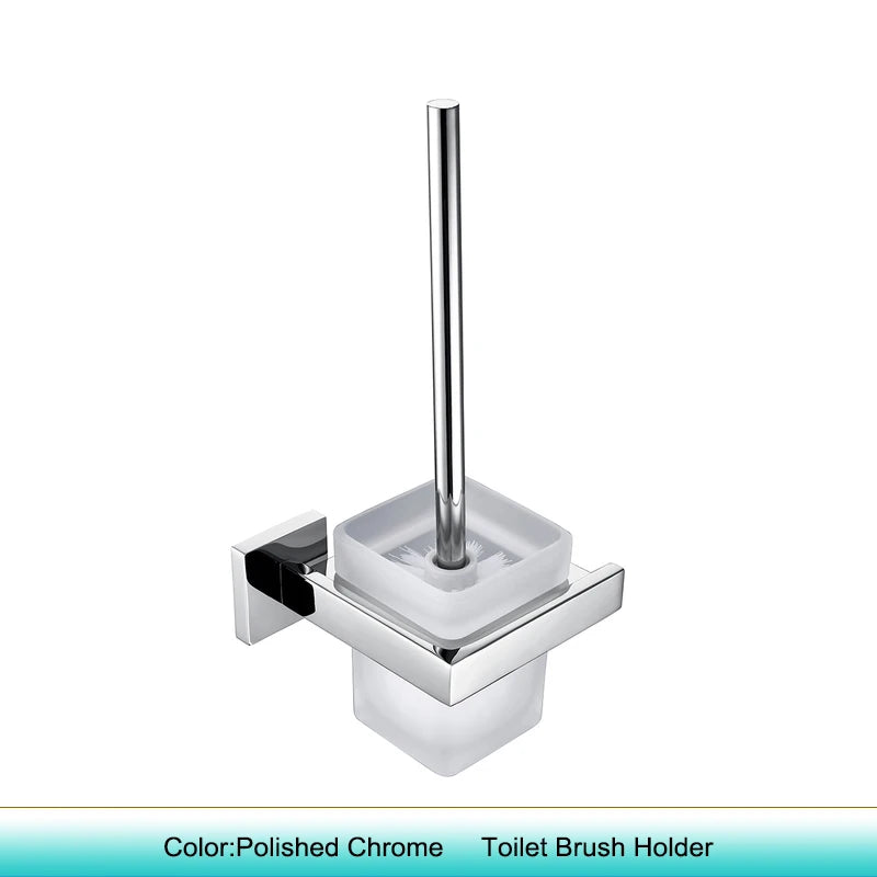 Chrome Polished WC Accessories Toilet Paper Holder Wall Hook Towel Bar Robe Hanger Rack Stainless Steel Bathroom Hardware Set