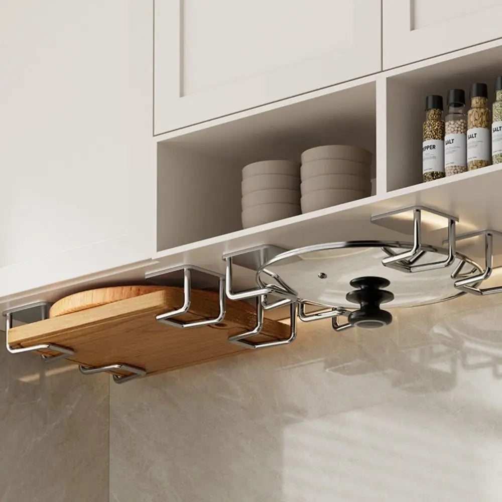 Multi-Functional Kitchen Storage Rack Square Space-Saving Serving Board Organizer Durable Convenient Wall-Mounted Pot Lid Holder