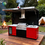 Customized Portable Outdoor Kitchen Prefab Cooking Station With Complete Grill Sink And Fridge For Outdoor Camping And Shop Use