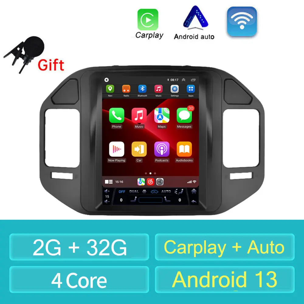 For Mitsubishi Pajero V60 V68 V73 1999-2006 Tesla style Screen Android 13 Carplay Car Radio Multimedia Player Navigation Auto