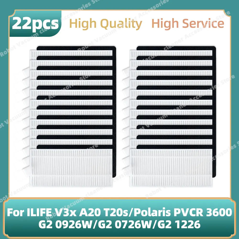 Compatible For ILIFE V3x, A20, T20s / Polaris PVCR 3600 / G2 0926W / G2 0726W / G2 1226 Side Brush Hepa Filter Mop Cloth Parts