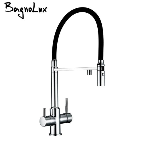 Bagnolux Copper Kitchen Faucets Chrome Kitchen Sink Black hose  Mount Pull Down Dual Sprayer  Nozzle  Mixer Water Taps