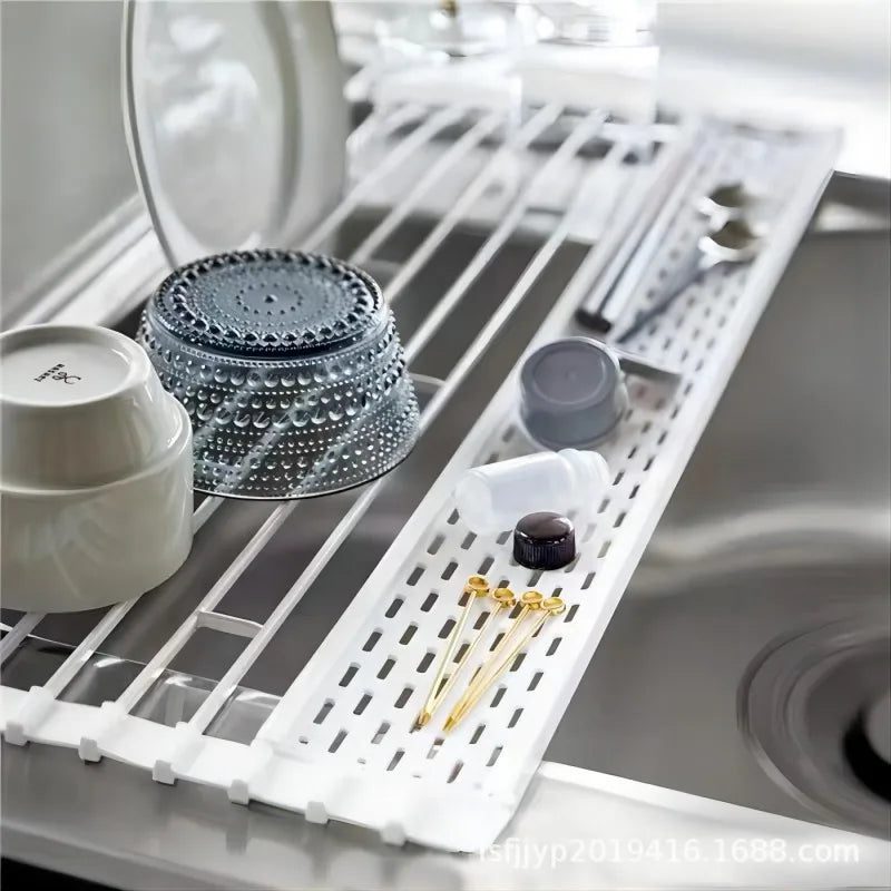 Kitchen Sink Roll Up Drainer Over Sink Over Sink Rack For Dish Cups Folding Dish Dry Rack Kitchen Counter Storage Drain Mats