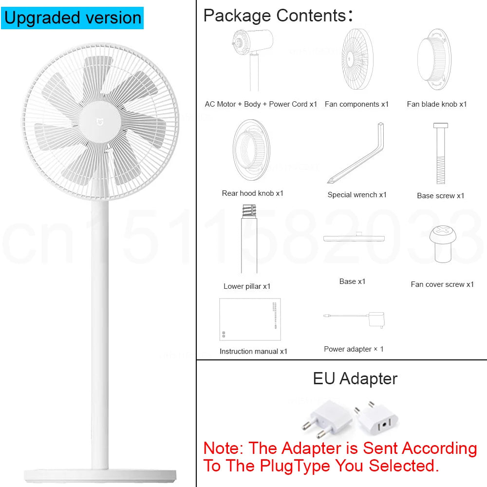 XIAOMI MIJIA Smart DC Inverter Floor Fan 1X Upgrade With 7-Blade,140° Wide-Angle Airflow,Low 25.6dB Noise,Wired Fan With Adapter