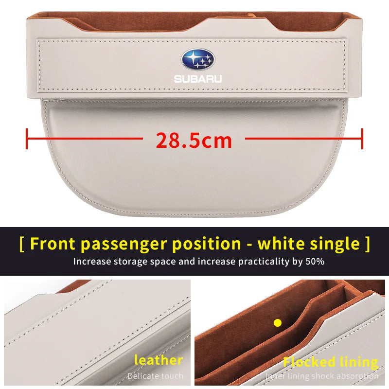For Subaru Brz Ascent Forester Impreza Legacy Outback WRX XV Car Sewn Seat Gap Crevice Slot Leather Storage Box Auto Accessories