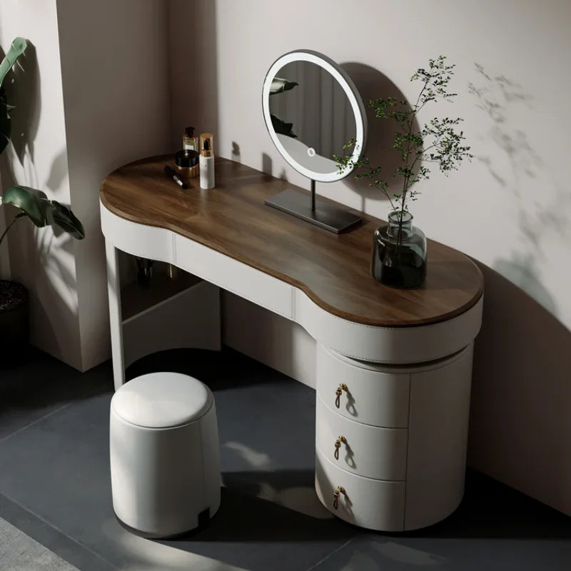 Girls Baby Mirror Dresser Table Sets Waterprrof Nordic Storage Dressing Table Wood Women Coiffeuse De Chambre Bedroom Furniture