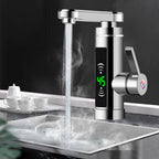 Kitchen Faucet with Instant Heating, 360° Rotatable Spout, 3000W Hot & Cold Water Tap, Stainless Steel & ABS