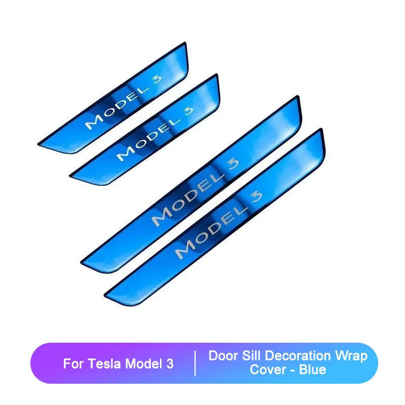 Model Y 2024 Door Sill Protection Strip for Tesla  Model 3 2023 Front Rear Stainless Pedal Decoration Wrap Cover Car Accessories