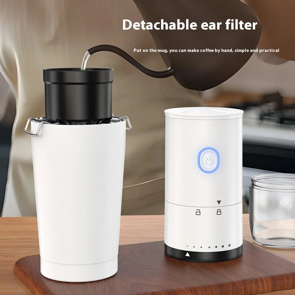 Coffee Grinder For Outdoor Household Use, Detachable Lid, Adjustable Thickness For Adding Beans, Electric Ceramic Coffee Grinder