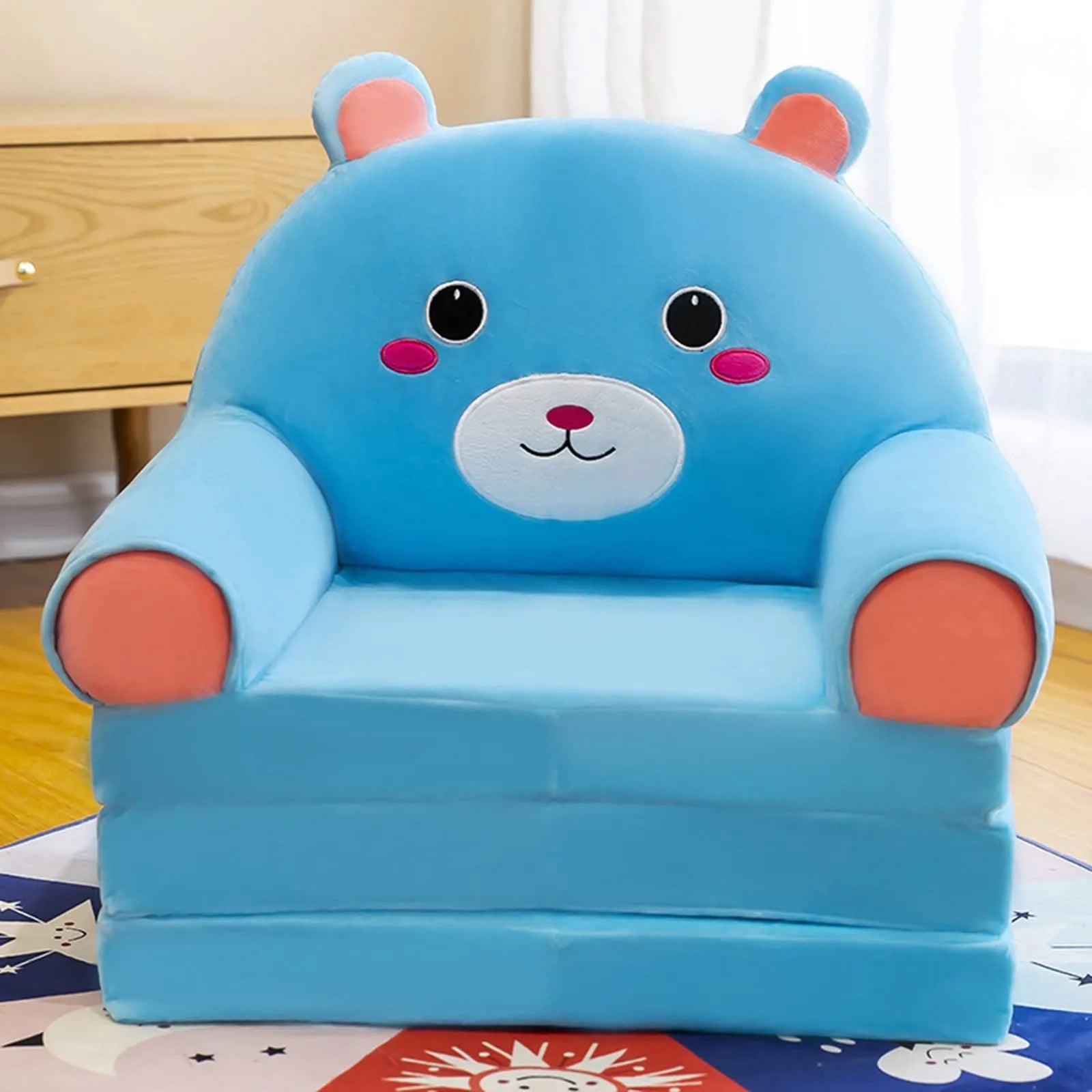 Plush Sofa Backrest Armchair 2 In 1 Foldable Cute Cartoon Lazy Sofa Children Flip Open Sofa Bed For Bedroom Folding Sofa Bed