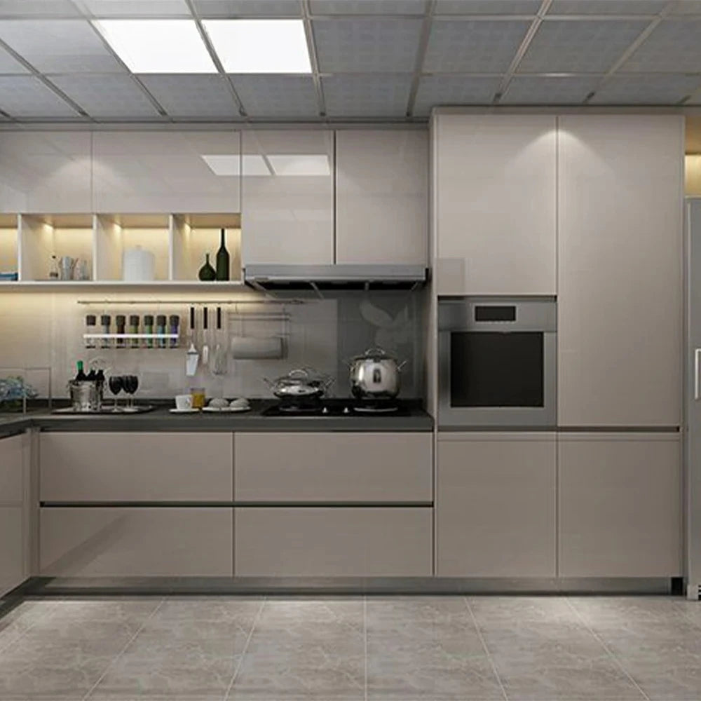 Design Automatic Modern Kitchen Cabinets Kitchen Cupboard with Soft Closing Handle Drawers Modern Cabinet Make in China