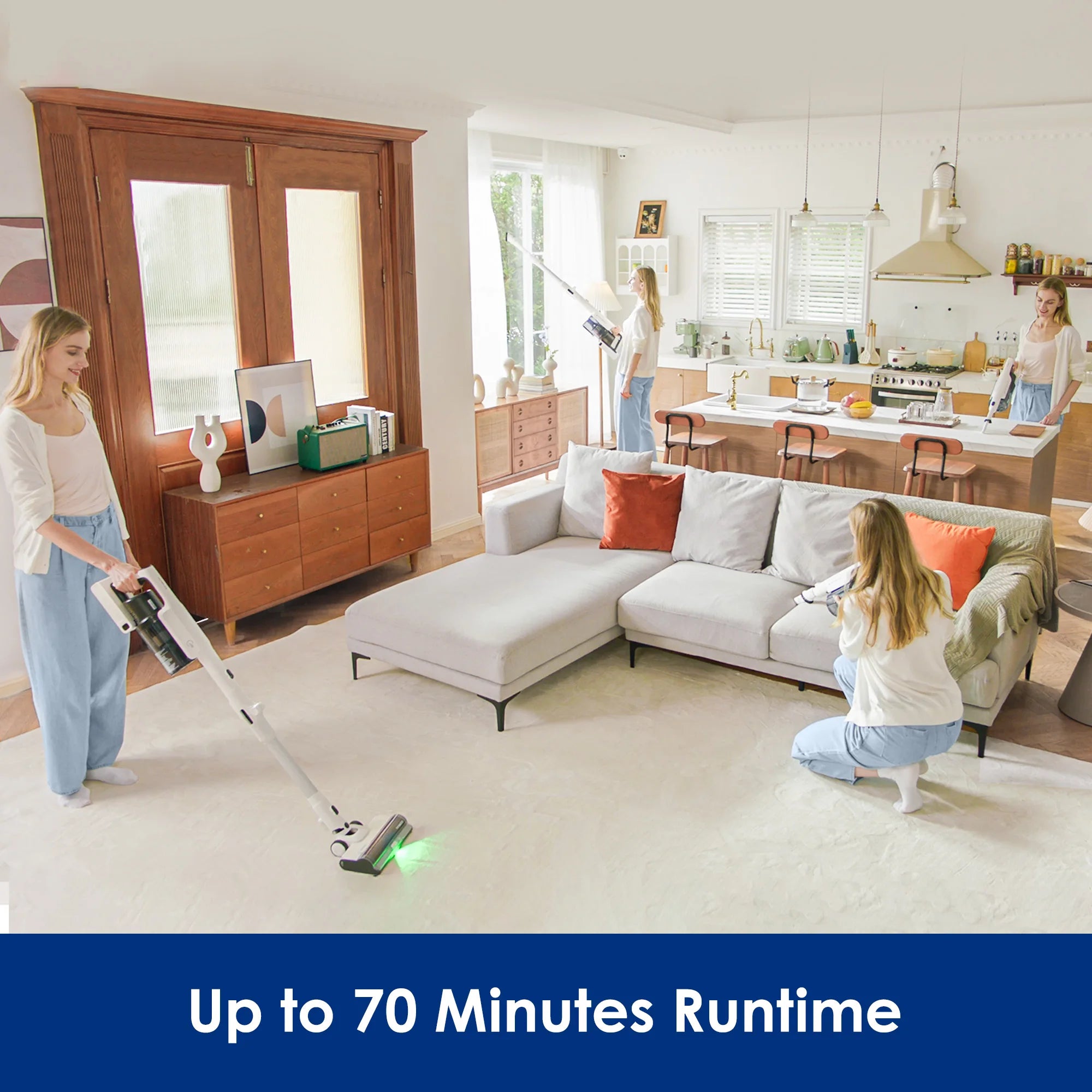 Tineco Pure ONE A50S Cordless Stick Vacuum Cleaner, 185W Suction, 70Min Runtime, 1L Larger Dustbin, 3DSense Power Brush