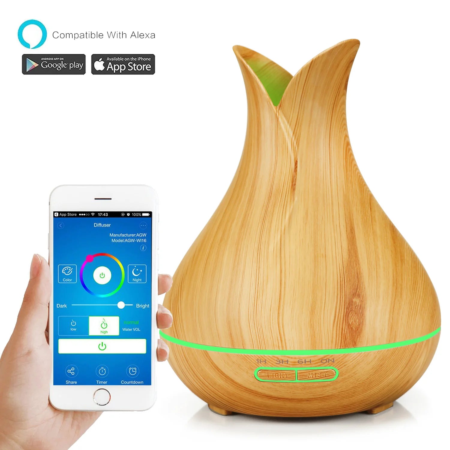 WiFi smart Electric Aroma Diffuser Essential Oil Diffuser 400ML Air Humidifier Ultrasonic Remote Control Mist Maker Home