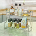 Kitchen Countertop Storage Rack Spice Shelf Versatile Iron Wire Storage Basket For Bathroom Toiletries Cup Organizer Racks
