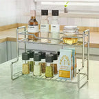 Kitchen Countertop Storage Rack Spice Shelf Versatile Iron Wire Storage Basket For Bathroom Toiletries Cup Organizer Racks