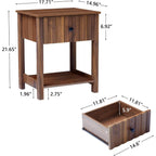 Wood Nightstand, 21.65" H Bedside Table with Wide Fluted Finish, Modern Night Stands with Drawer, Mid Century End Table