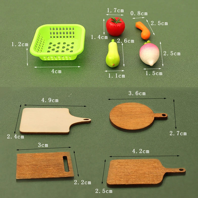 1/12 Dollhouse Miniature Kitchenware Kit Model Doll Kitchen Baking Supplies Decor Toy Micro Scene Construction Props