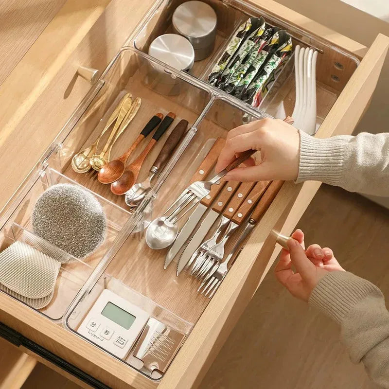 Drawer Organizer Box Home Retractable Sorting Kitchen Compartments Underwear Desktop Cutlery Storage Box Classification Sock Box