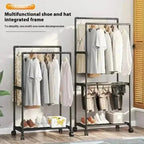 Cross-border shoe and hat integrated storage rack, clothes drying multi-functional coat rack
