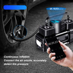 New 12V Air Compressor Pump with LED Light Digital Display Meter 100PSI Cylinder Automobile Tire Inflator Automobile Air Pump