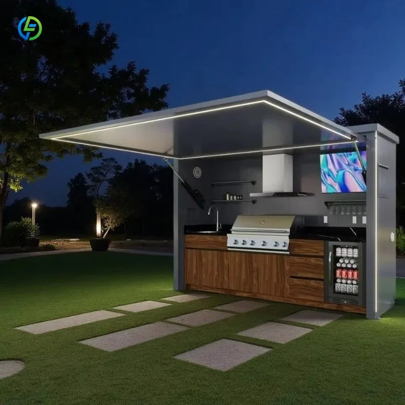 Customized stainless steel outdoor kitchen cabinet modern design complete barbecue grill set durable structure