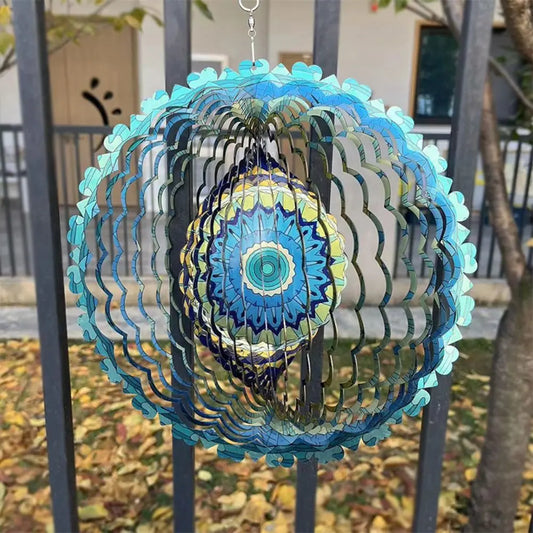 Foldable Rotating Wind Chime 3D Color Wind Chime Mandala Wall Hanging Decor 3D Wind Spinner Art Windmill Outdoor Garden Pendant