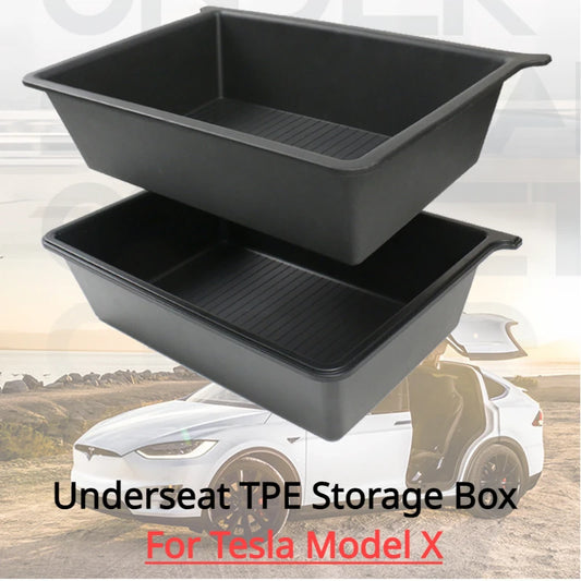 Front Underseat Storage Box for Tesla Model X Car Seat Push Pull Drawer TPE Hidden Storage Boxes Car Interior Accessories 2023