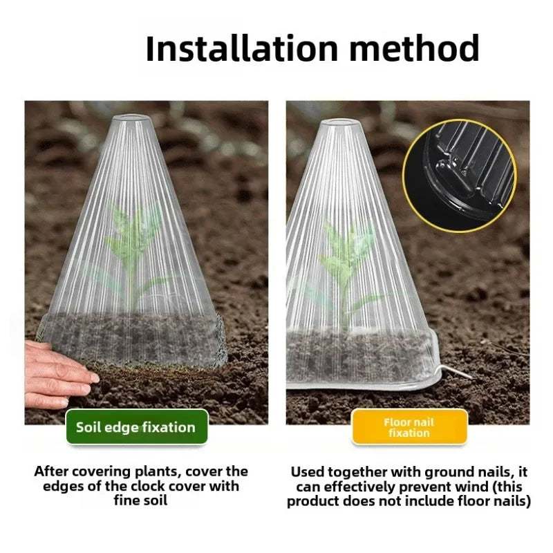50pcs/set Reusable Plant Seedling Cover Windproof Frost Protection for Vegetable Seedlings Greenhouse Garden Plant Protector