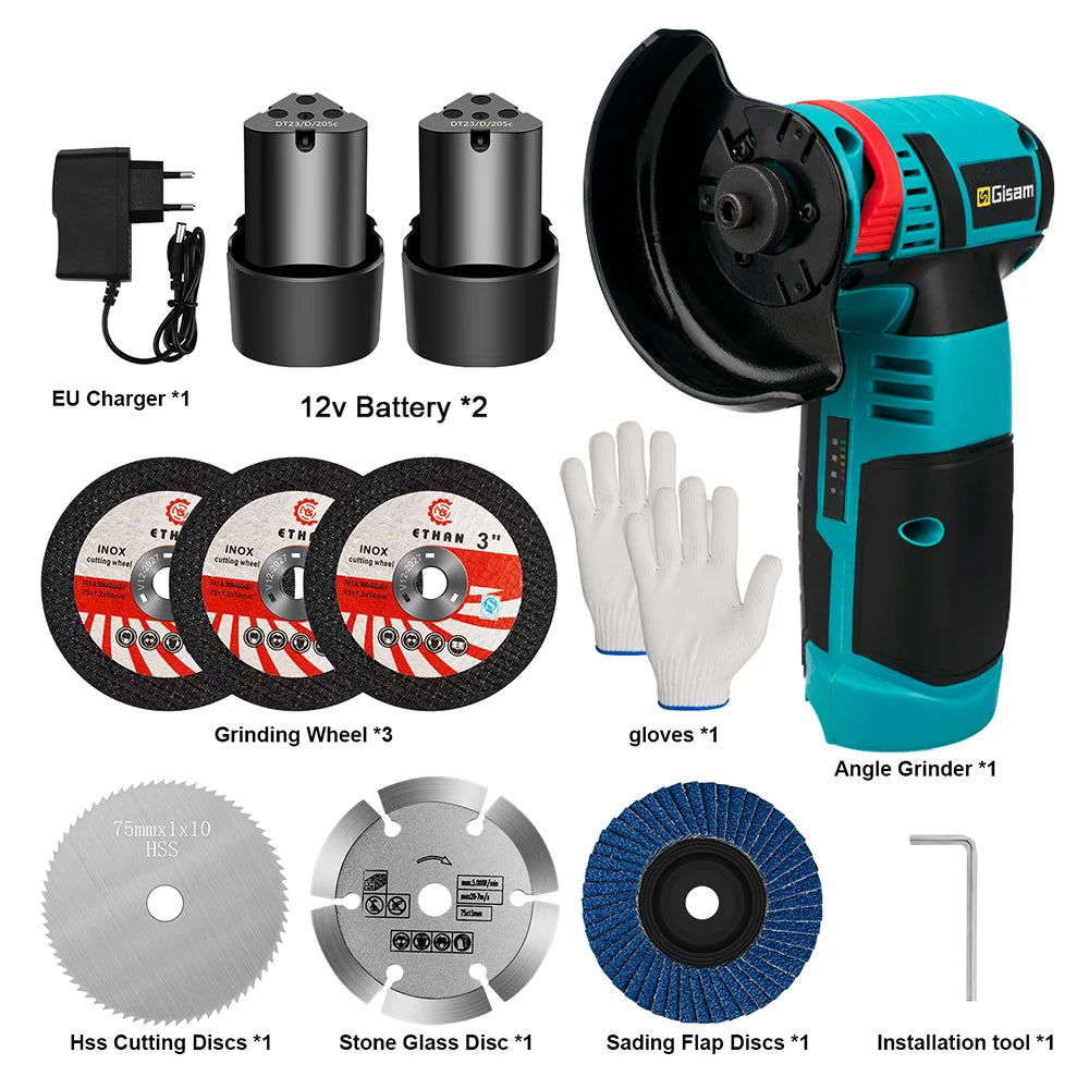 Gisam 19500rpm Electric Angle Grinder Brushless motor Rechargeable Battery Grinding Machine for Cutting Polishing Ceramic Tile