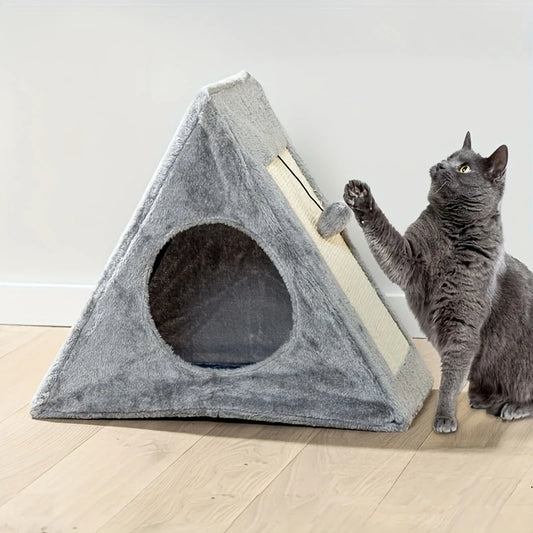 Plush Pet Bed with Toy Ball & Scratching Board - For Cats Under 15 lbs | AlluCanFind