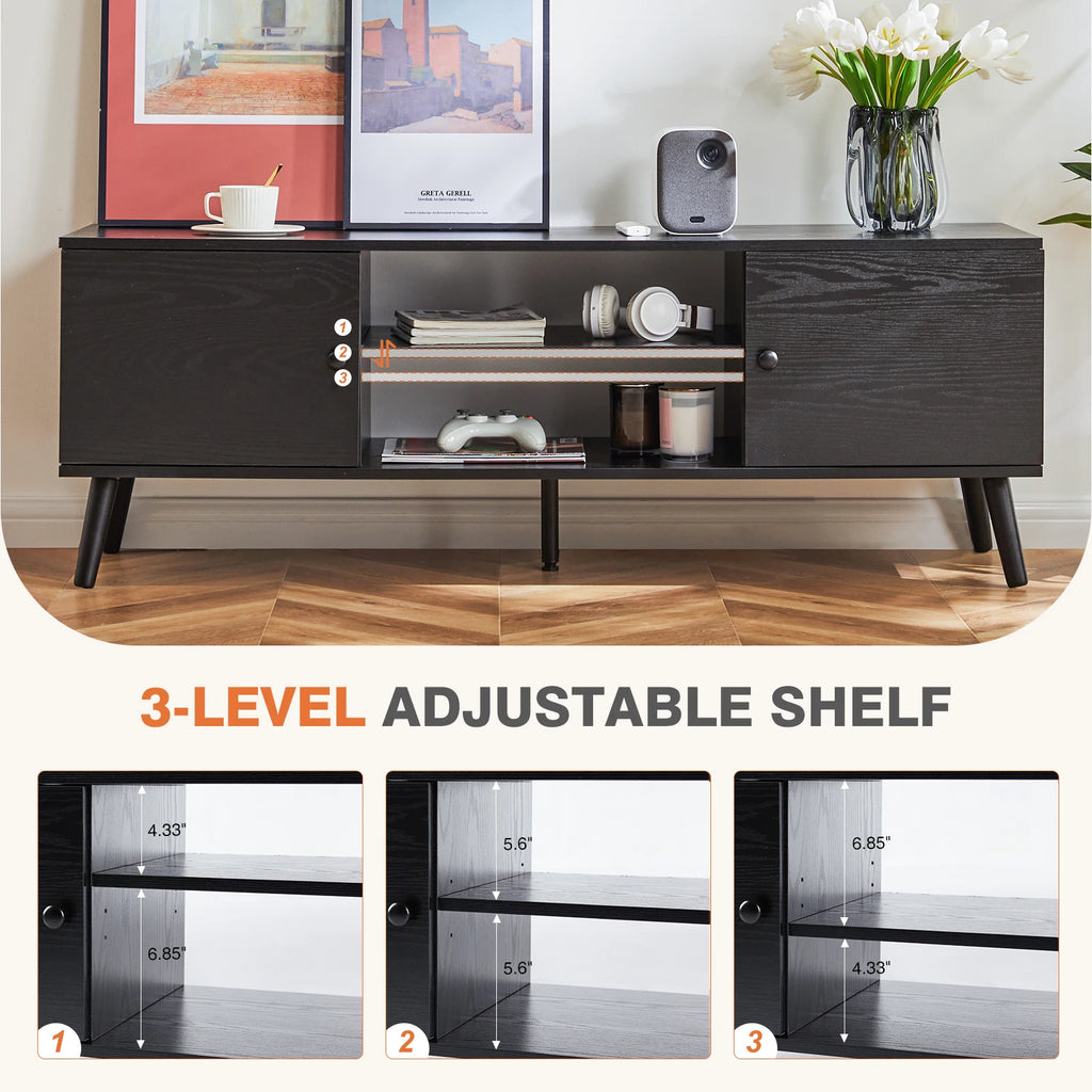 Wooden TV Stand & Electric Fireplace