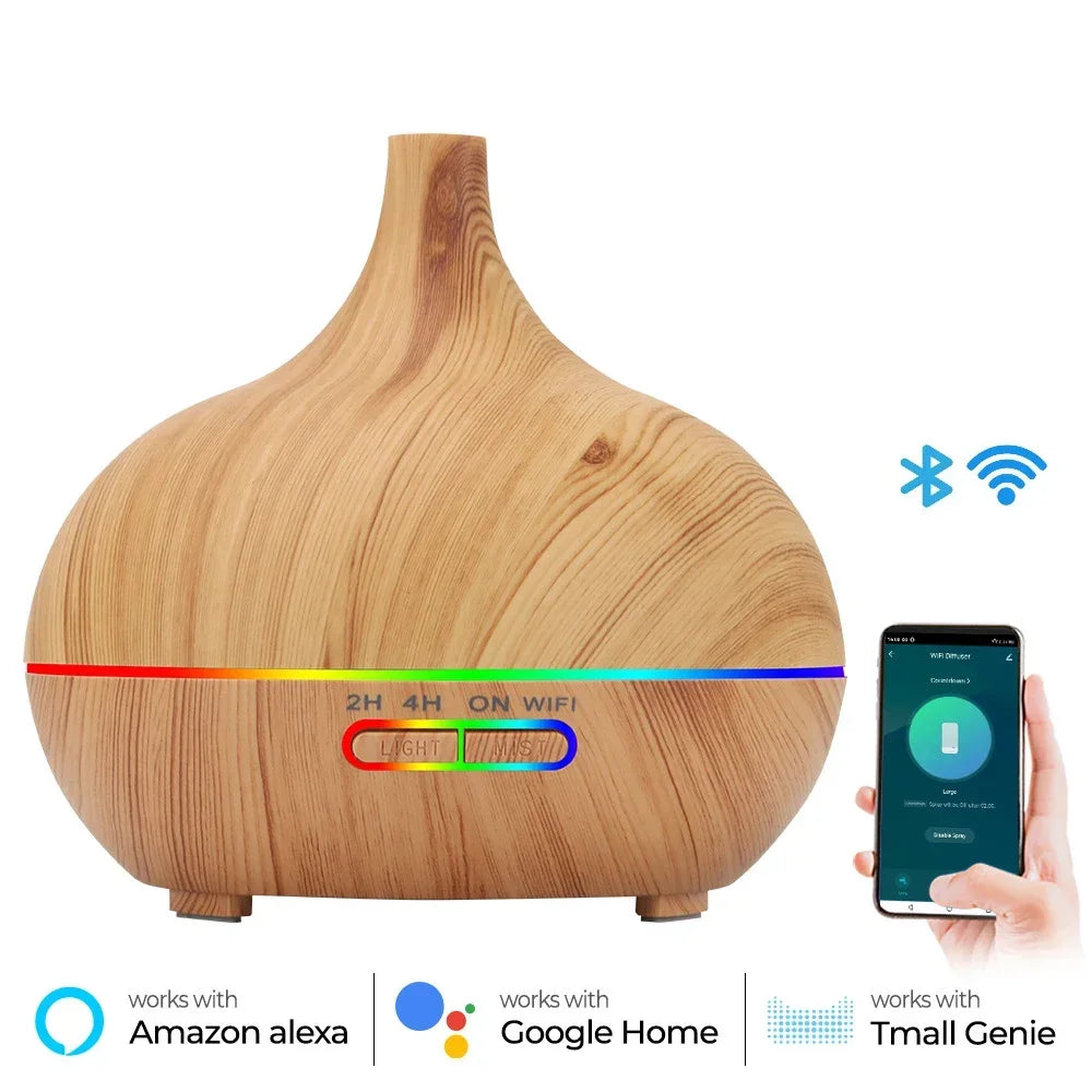 WiFi smart Electric Aroma Diffuser Essential Oil Diffuser 400ML Air Humidifier Ultrasonic Remote Control Mist Maker Home