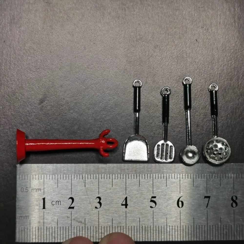 Kettle 1:12 Mini Kitchen Utensils Sets Cookware 1:12 Scale Kitchen Set Alloy Mini Mini Kitchen Cooking Kit House Props