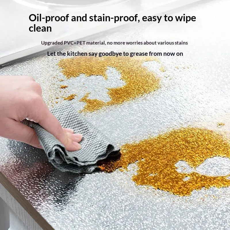 Kitchen Stickers Oil-proof Self Adhesive Anti Fouling High Temperature Waterproof Aluminum Foil Wallpaper Cabinet Contact Papers