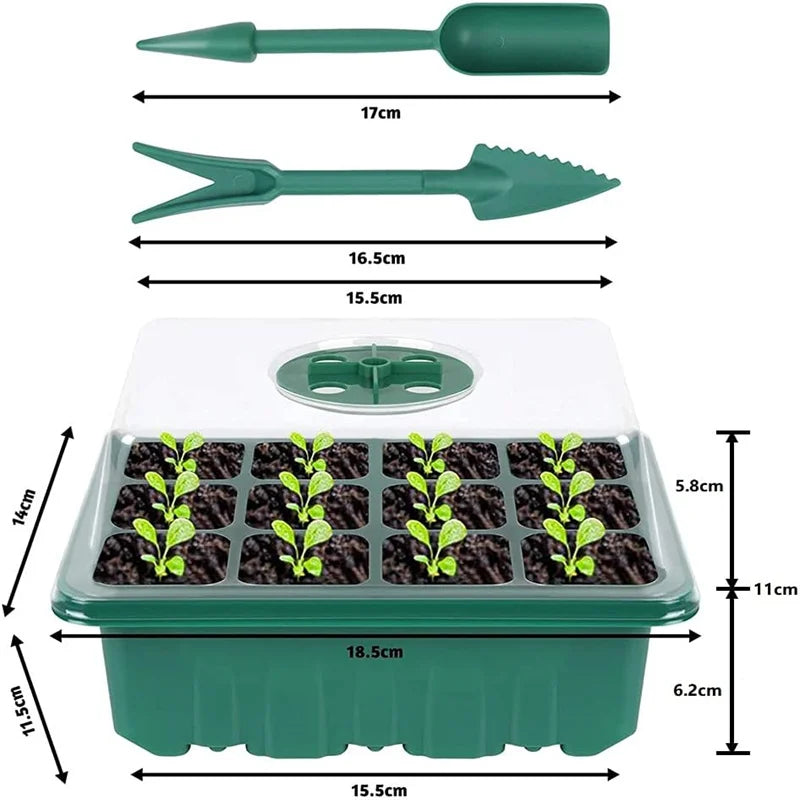 5 Pack Plant Propagators - 12-Cell Seed Trays with Lids, Indoor Gardening Kit for Seed Planting