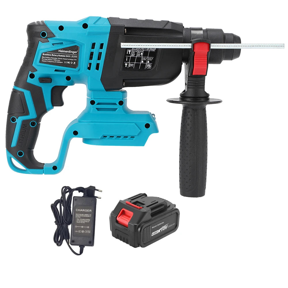 Cordless Brushless 1-1/8" SDS-Plus Rotary Hammer Drill-2-in-1 Multi-functional Heavy Duty Hammer Drill with Safety Clutch