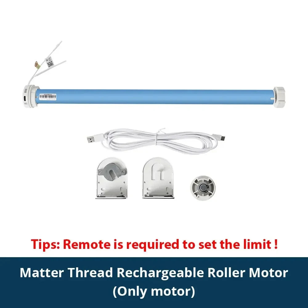 Zemismart Matter Over Thread Smart Roller Shade Blinds Motor Built in Battery for 38mm Tube Homekit Google Home Smartthings App