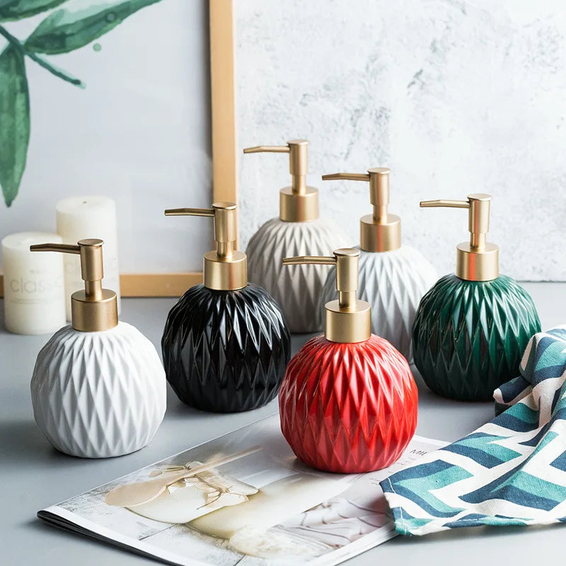 Ceramic Bathroom Reusable Soap Dispenser Lotion Bottles Liquid Pump Bottle Lotion Dispenser Soap Dispenser Bathroom Decoration