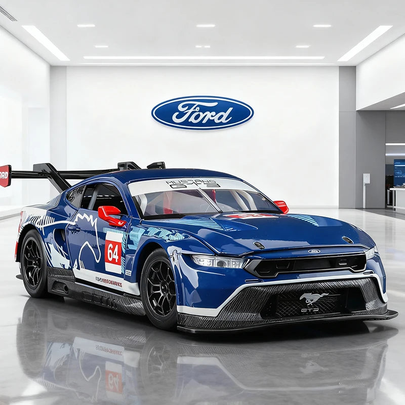 NEW 1:24 Ford Mustang GT3 Limited Edition Alloy Racing Car Model Sound and Light Children's Toy Collectibles Birthday gift