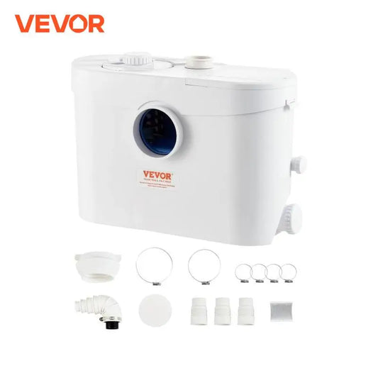 VEVOR Macerator Pump 700W 9600 L/h Flow 32.8 ft/10 m Head Sewerage Sump Pump with 3 Water Inlets for Waste Water Disposal Use