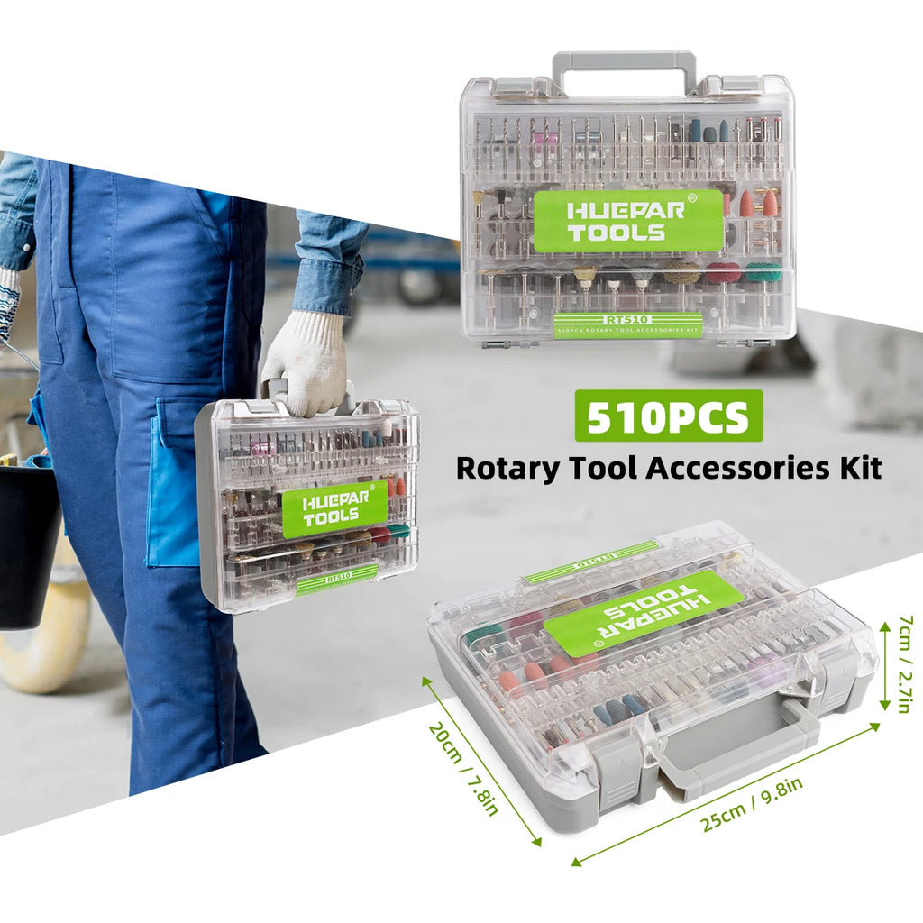 510PCS Rotary Tool Accessories Kit Abrasive Set Electric Drill Bit Kit Sanding Polishing Cutting Engraving Heads With Box