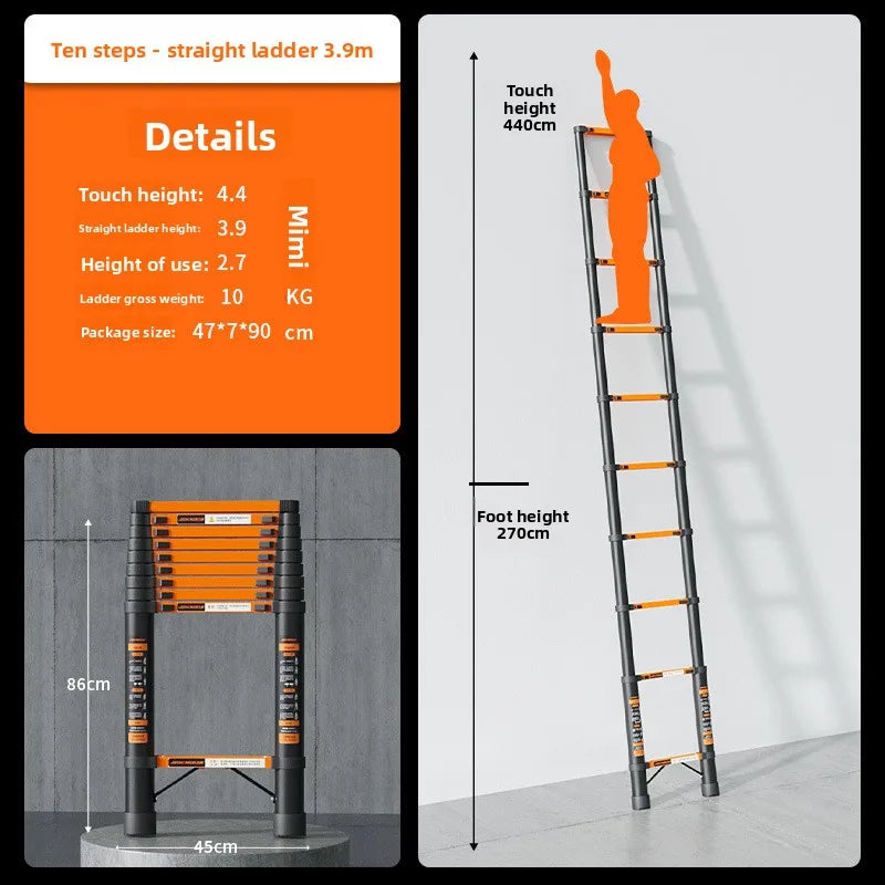 Thickened carbon steel telescopic ladder Multifunctional herringbone ladder Bamboo ladder Lifting  folding engineering staircase