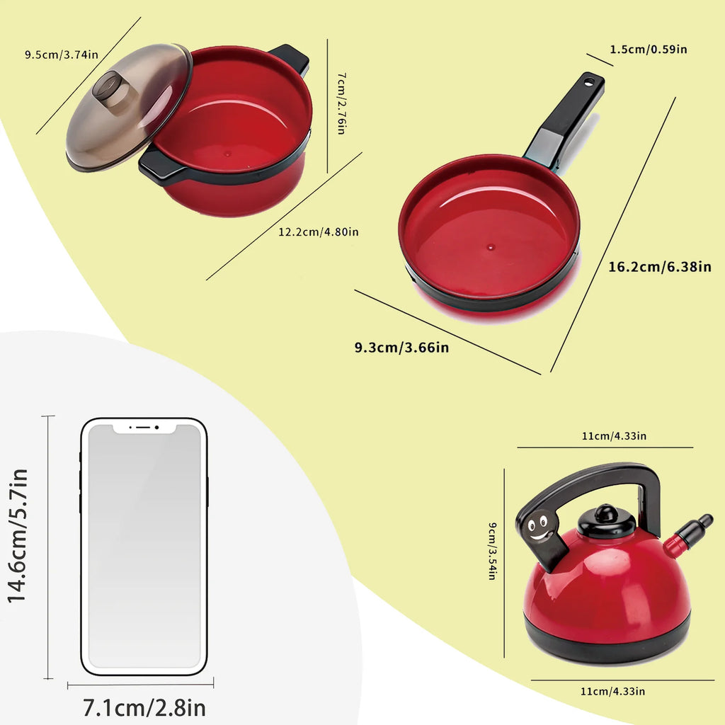 Mini Kids Kitchen Toys Set Pretend Play Cooking Pots Pans Utensils with Play Food Educational Gift for Toddler Boys Girls 3+