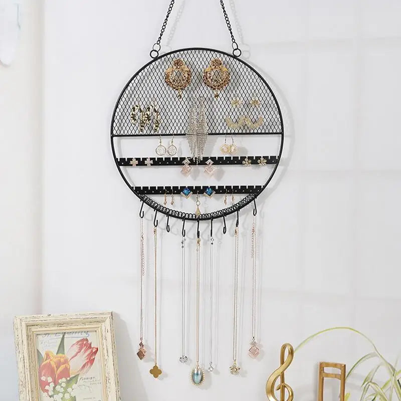 Wall Earring Hanger  Metal Grid Wall Shelf Earring Organizer Jewelry Holder Ear Stud Display Rack for Bracelet Necklace Ring