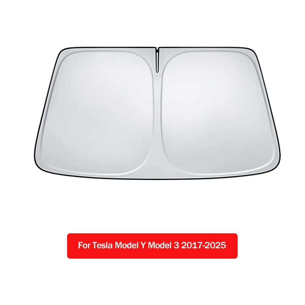 2025 Tesla Model Y/3 Windshield Sun Shade | Foldable Sun Blocker with Storage Bag