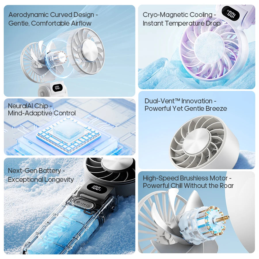 Outdoor Foldable Portable Handheld Fan Mini Cooling Rechargeable 3600m