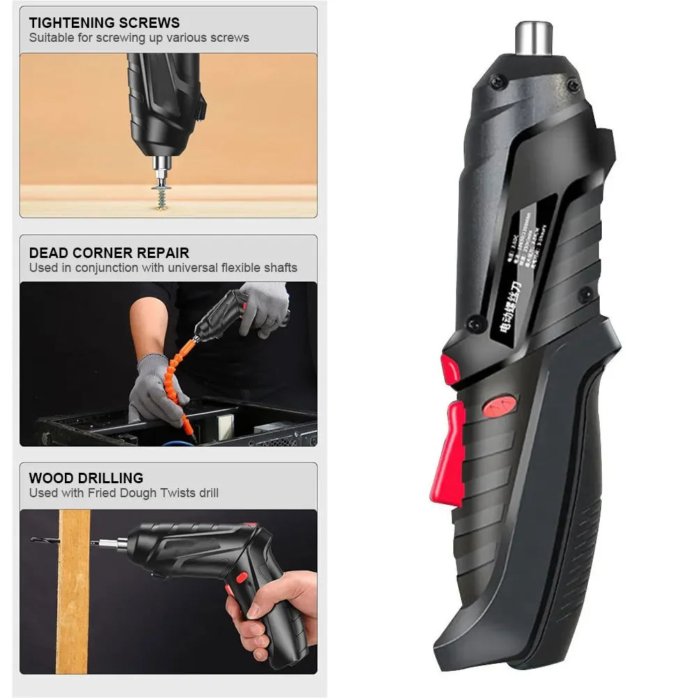 47 PCS Cordless Screwdriver Set 3V 6V with 1800mAh Battery Portable Electric Screwdriver for Household Maintenance Power Tools