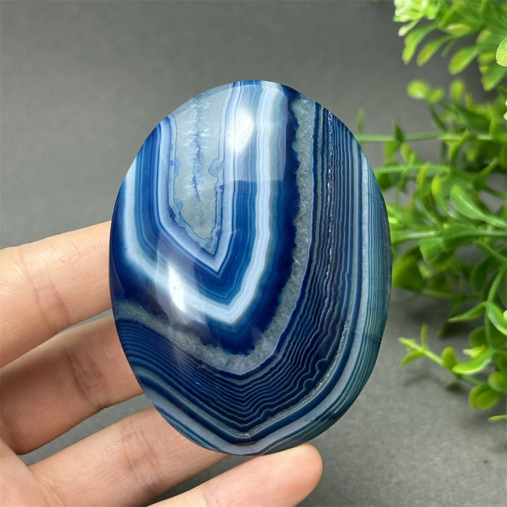 Natural Blue Agate Palm Play Healing Spiritual Meditation Chakra Witchcraft Prayer Energy Feng Shui Home Decor Gift
